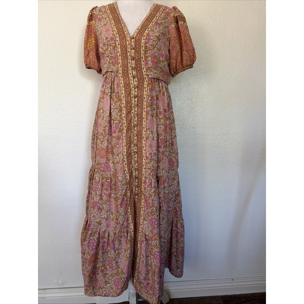 In Loom Floral Floral Print Midi Dress Size Medium Button Front Cottage Core